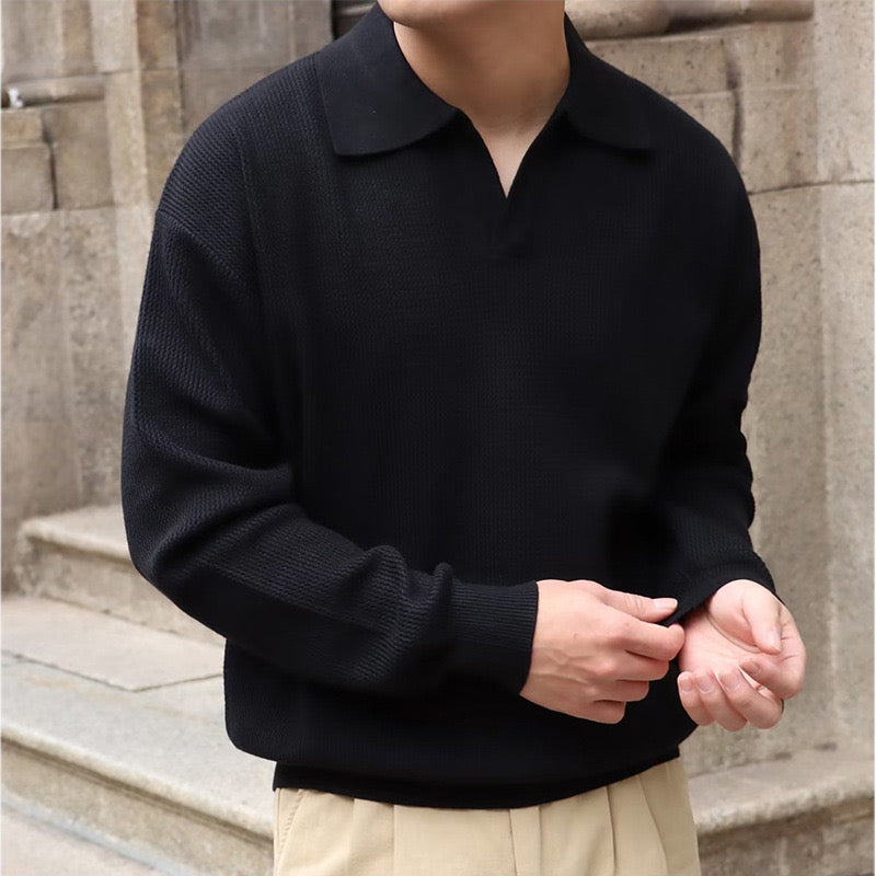 BUSAN Vintage-Inspired V-Neck Polo